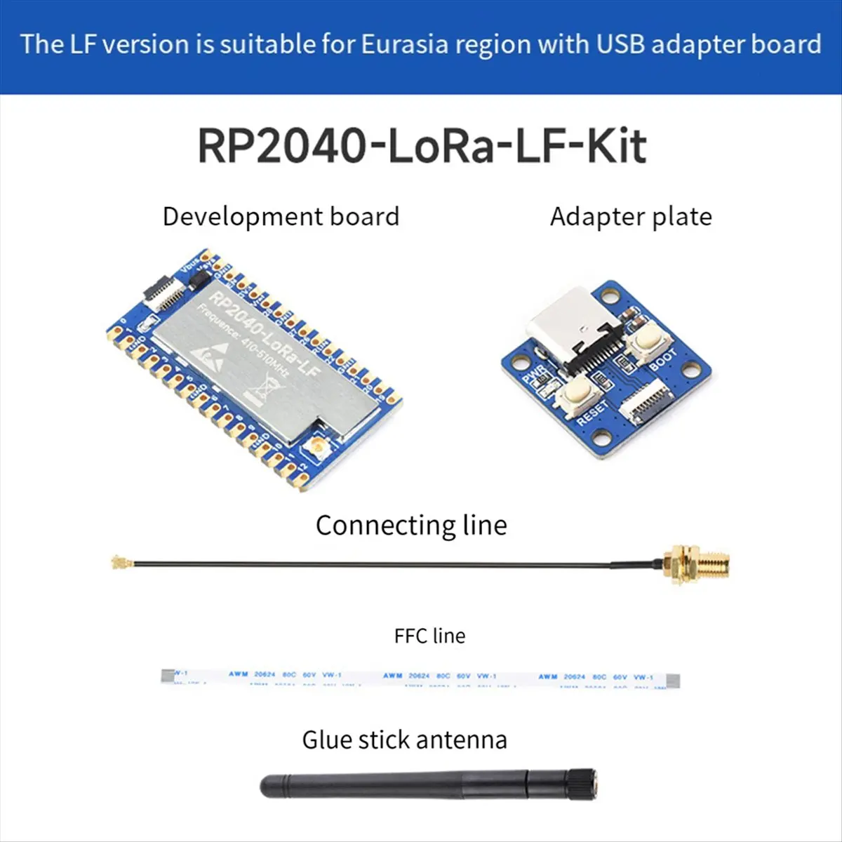 

[ABDH] Комплект для разработки на базе RP2040-LoRa LF + плата-адаптер SX1262 410-510 МГц, поддерживает GFSK LoRa