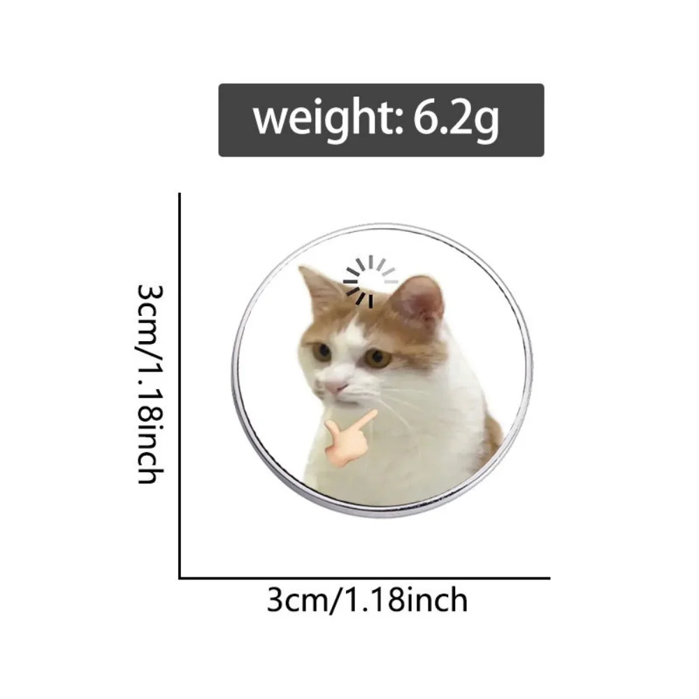5pcs Funny Loading Thinking Cat Meme Button Pin Brooch Confused Cat Round Badge Lapel Pin for Backpack Clothes Decoration