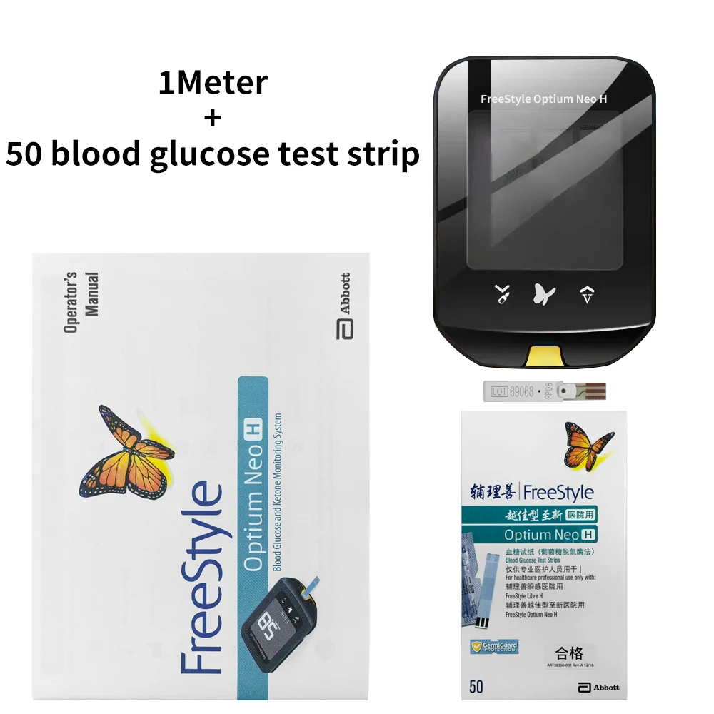 Glucómetro FreeStyle Optium Neo H de Abbott, Medidor de Glucosa Profesional para Diabetes, Prueba Rápida en 5s, Muestra de 0.6μL para Uso Doméstico