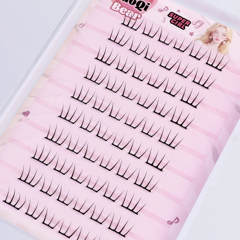 接着剤不要の自己粘着式子猫の足型つけまつげ - 自然でリアルなシングルクラスター