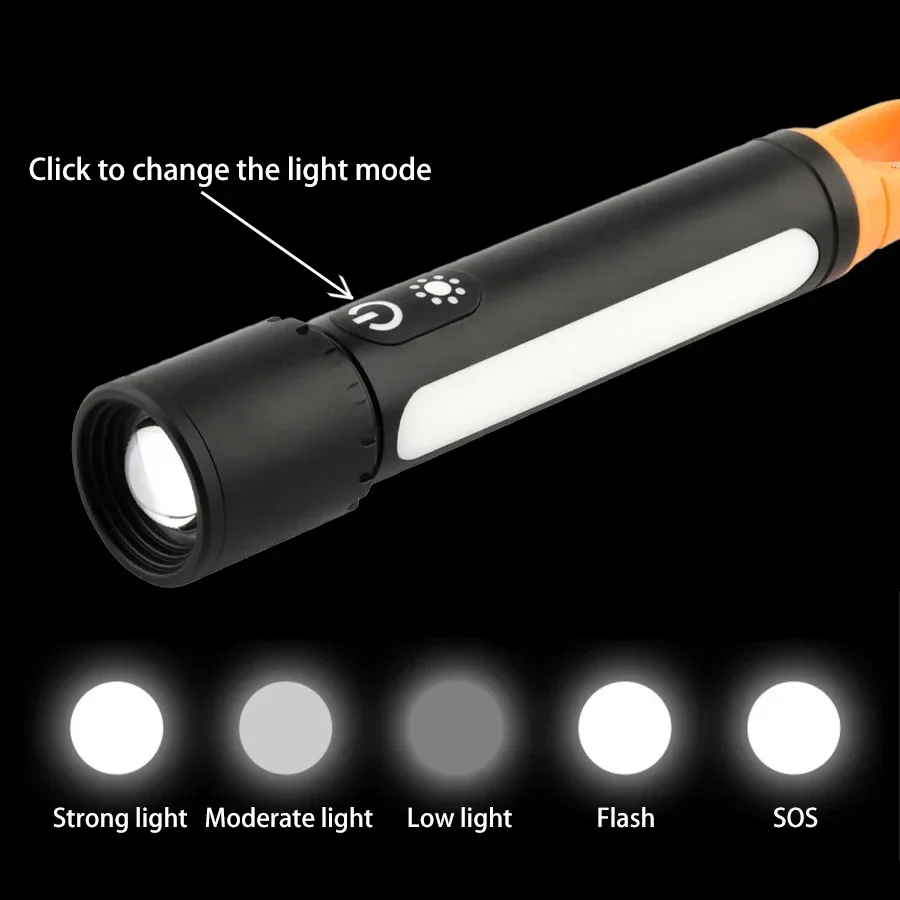 Nueva linterna de autodefensa Heinast, carga USB C, fuente de luz Dual, linterna de emergencia impermeable para exteriores con luz roja