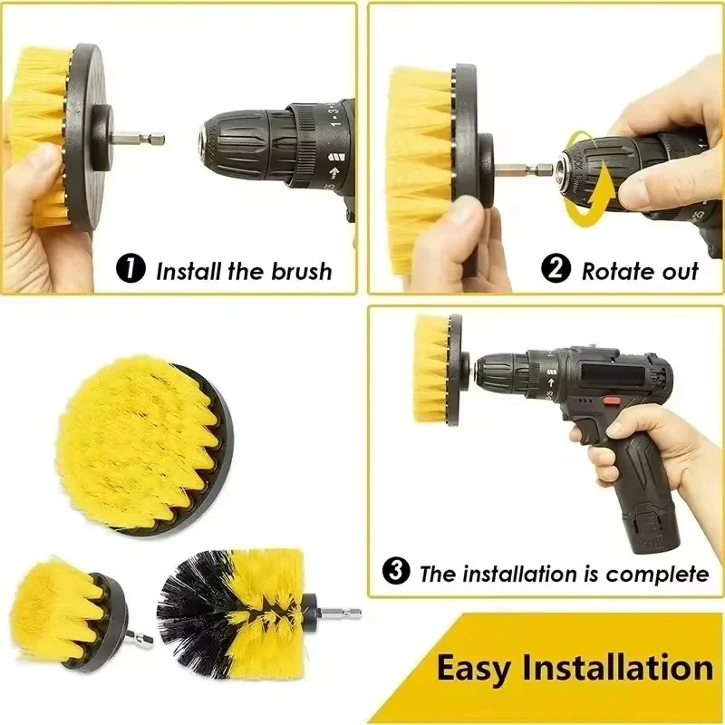 3 teile/satz Bohrer Pinsel Befestigung Set Power Wäscher Pinsel Mit Bohrer Peeling Pinsel Für Duschen Wannen Fliesen Mörtel Teppich Reinigung