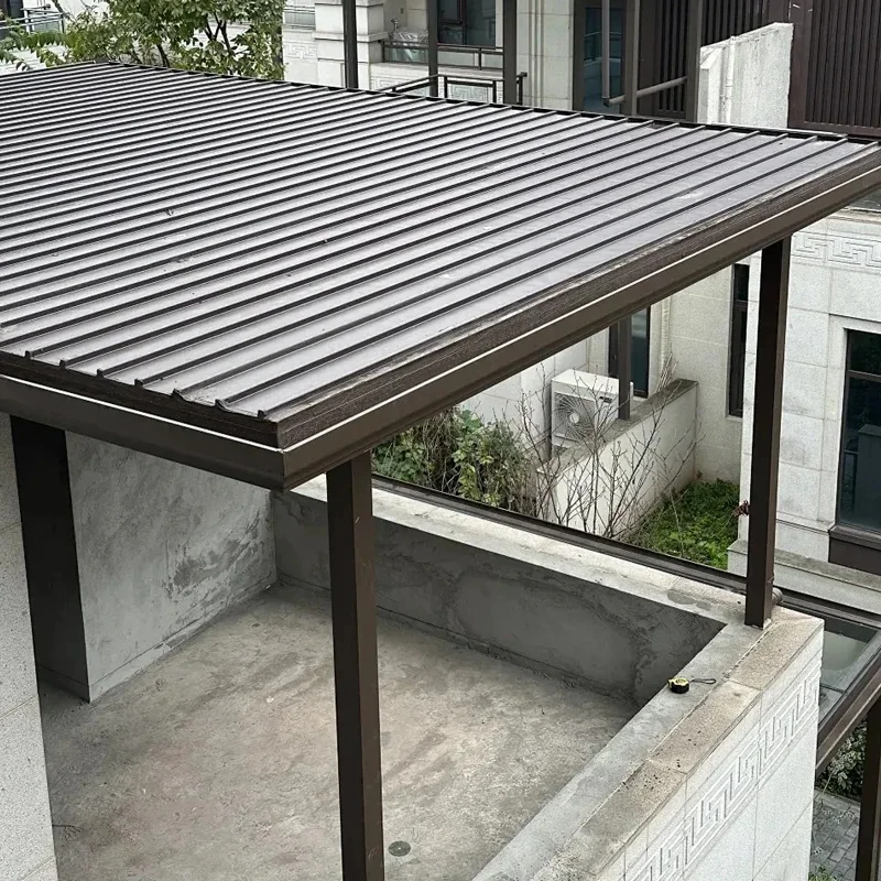High Strength T6 Temper 6063 Aluminum Powder Coated Motorized Gazebo Architectural Extrusion Outdoor Balcony Structure Garden