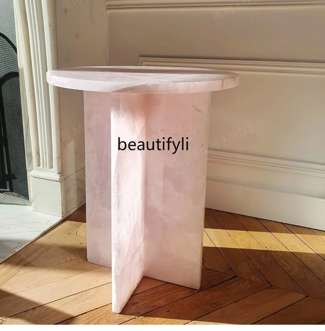 yj Pink Jade Side Table Small Apartment Living Room Sofa Side Cabinet Corner Table Creative Art Small Coffee Table