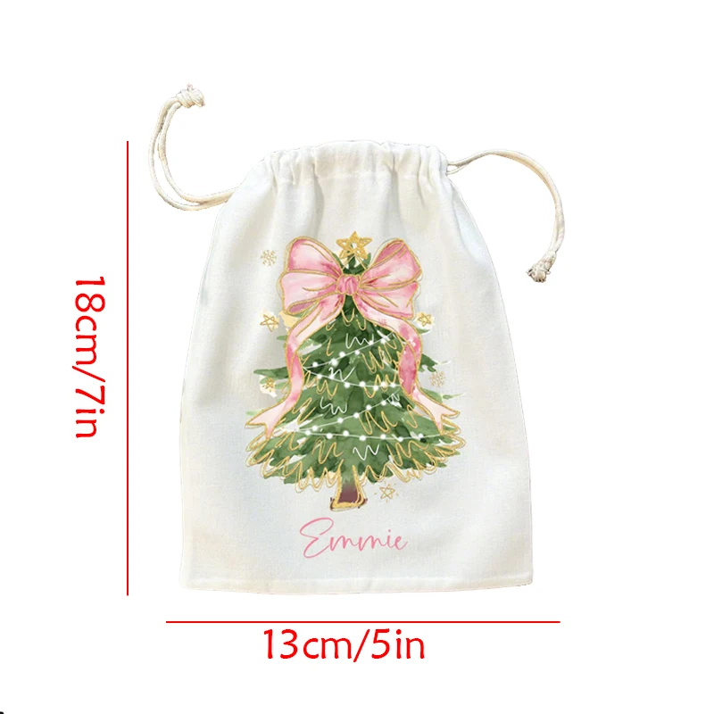 5 قطع شخصية الوردي القوس شجرة عيد الميلاد حزب صالح أكياس مخصصة عطلة شنطة هدايا مع اسم للأطفال عطلة حزب الملحقات