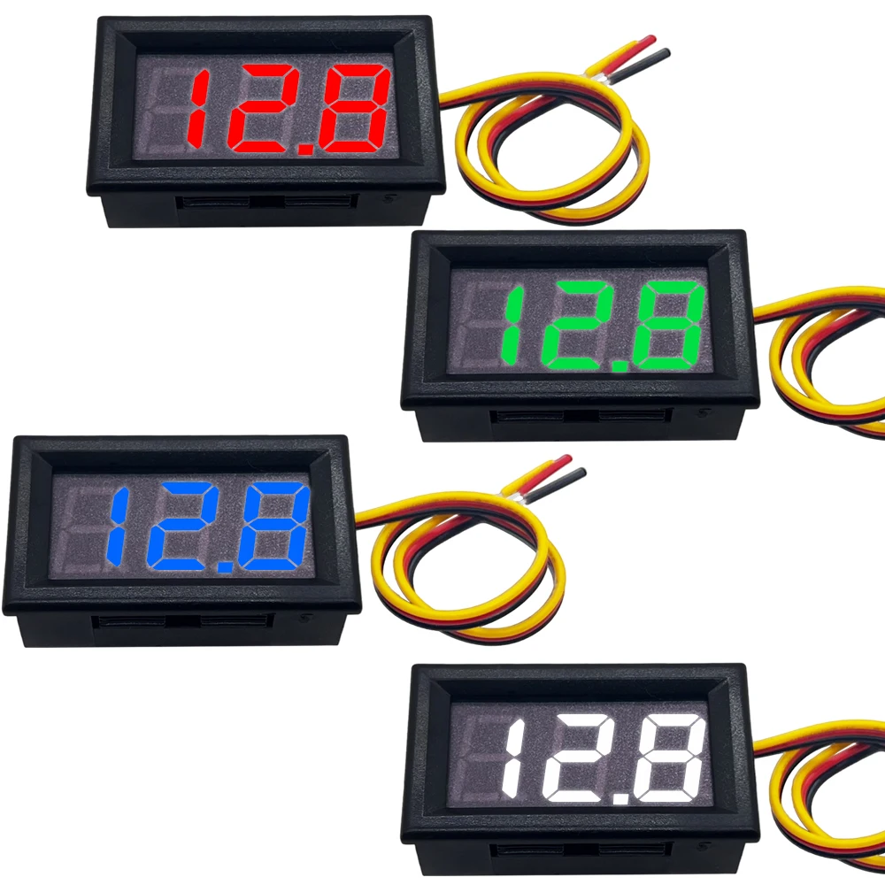 디지털 전압계 DC 0-200V 디지털 전압계 전압 패널 미터 Electromobile 오토바이 자동차 용 빨간색/파란색/녹색