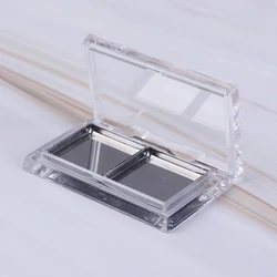 1pc Empty Double Grid Magnet Box + 2pcs Stainless Steel Plate Eyeshadow Pigment Palette Makeup Eye Shadow   Case