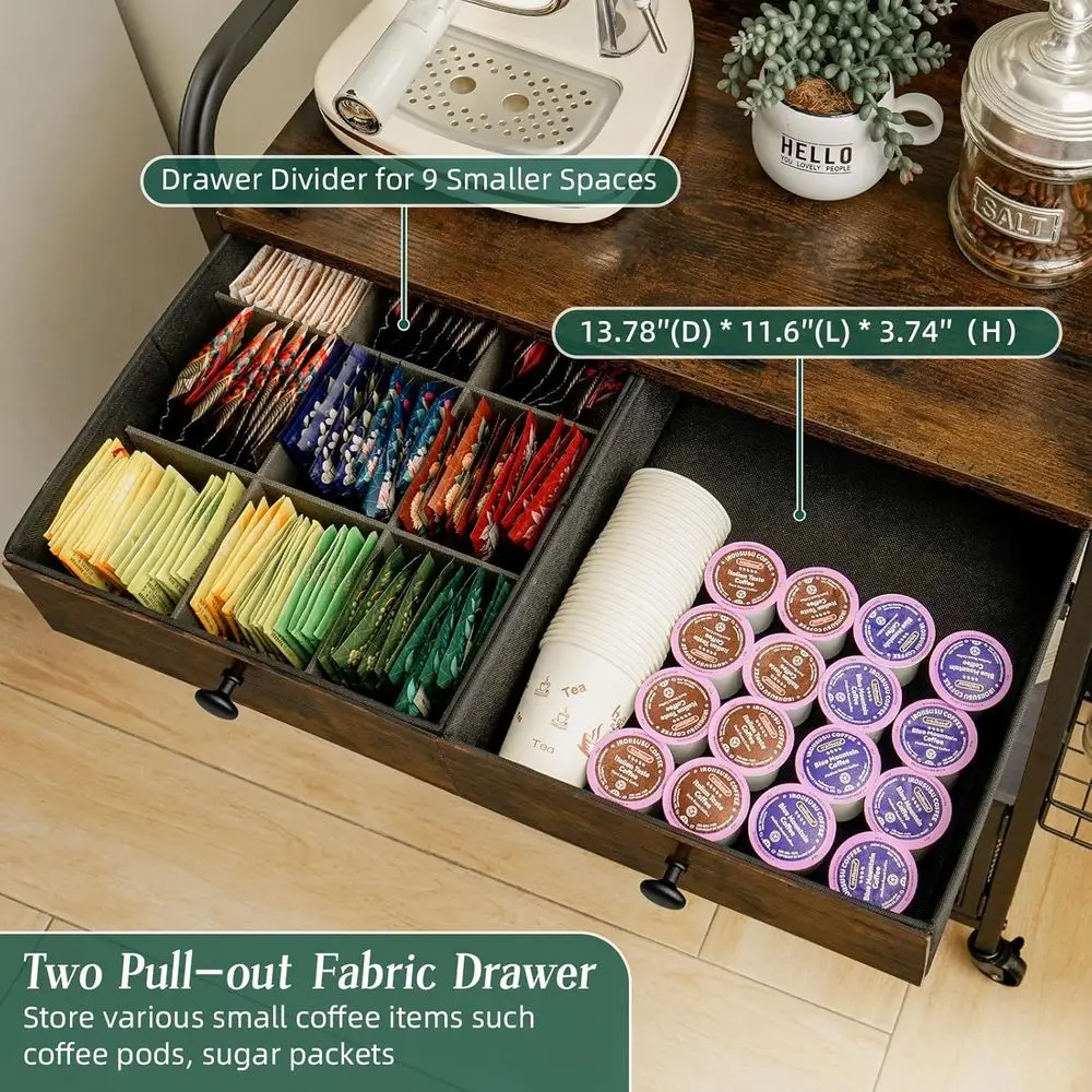 Mobile Kaffeebarstation mit Stauraum und rustikalem Stil