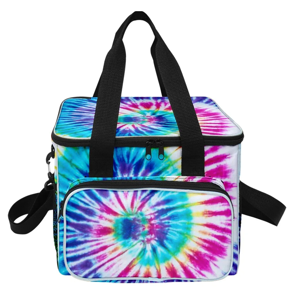 Classic Youthful Home picnic Crossbody Tie-dye Colorful More Big Lunch Bag 3D Print Thermal insulation Food Handbags Ice Bags