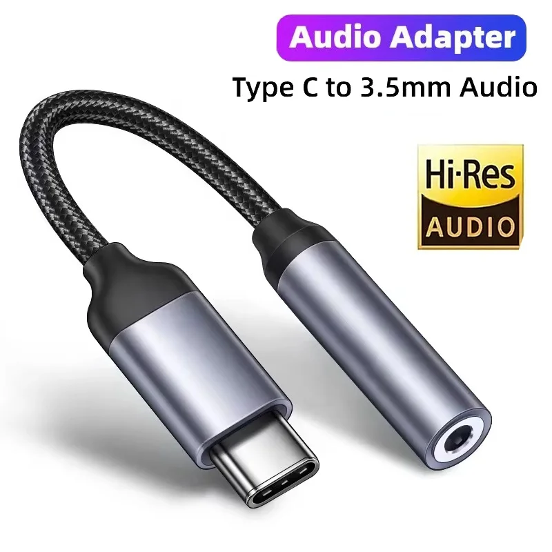 USB-C auf 3,5mm Kopfhöreranschluss Adapter Typ C zu 3,5mm Audiokabel High-Fidelity Audio Dongle Konverter für iPhone Xiaomi