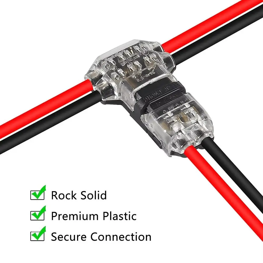 1/5Pcs T Type Pluggable Wire Connector Low Voltage Quick Splice Electrical Cable Crimp 2 Pin No Stripping Terminal Clamp
