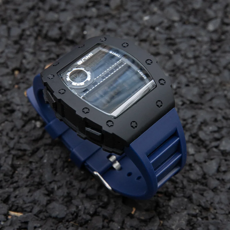 Orologio sportivo da uomo Cronometro multifunzionale Quadrante digitale Orologi elettronici per uomo Orologio luminoso impermeabile da esterno Regali