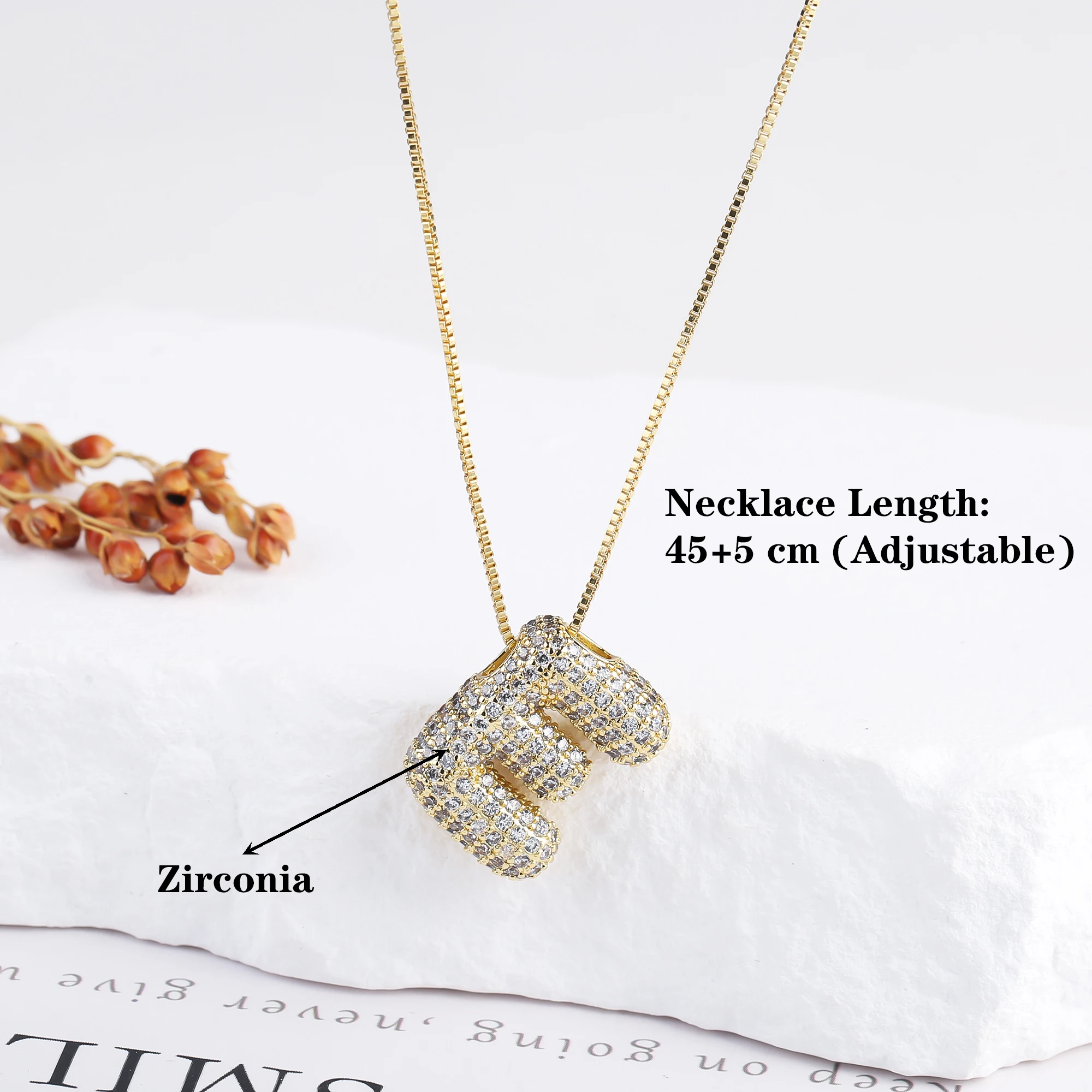 قلادة بدلاية مكتنزة مطلية بالذهب ثلاثية الأبعاد ، زركونيا لامعة ، 26 حرفًا ، هيب هوب ، مجوهرات حفلات ، هدية للرجال والنساء ، ملابس يومية ، فاخرة #5