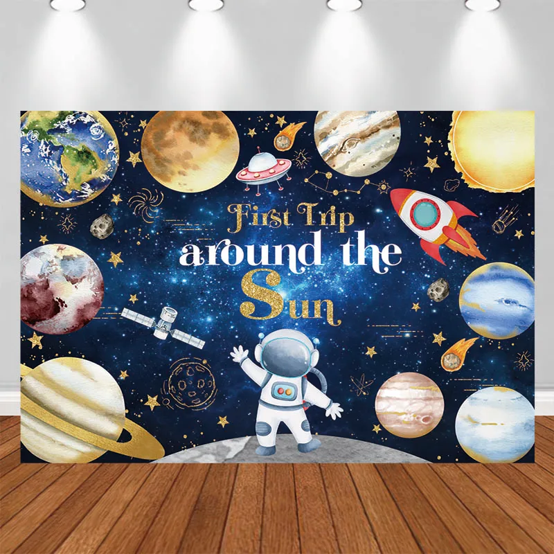 

LS Photography Background Boy Planet Spaceship Astronaut Rocket Space Decor Birthday Kids Portrait Photo Backdrop Studio