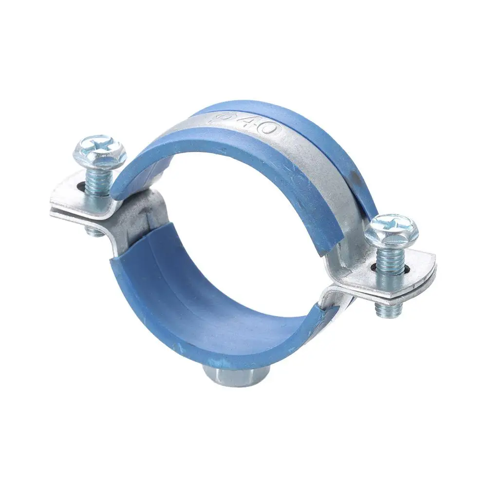 1Pcs Fastener Hardware Round Hose Clamp Pipe Fitting Expansion Screw Suspension Pipe Holder PPR/PVC Carbon Steel Rubber