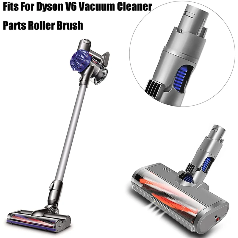 Electric Turbo Roller Brush For Dyson V6 DC58 DC59 DC61 DC62 Quick Release Brush With LED Light For Carpets Hard Floors