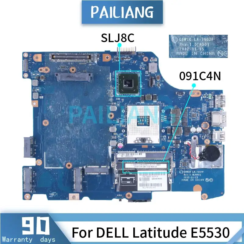 

For DELL Latitude E5530 SLJ8C Laptop Motherboard 091C4N LA-7902P HM77 DDR3 Notebook Mainboard