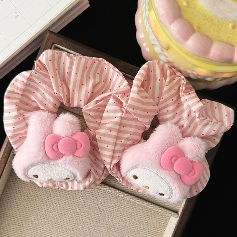 

Sanrios Melody Pink Large Intestine Hair Ring Cute Elastic Hair Bands Cartoon Women's Fashion Hairbands Hair Accessories Gifts
