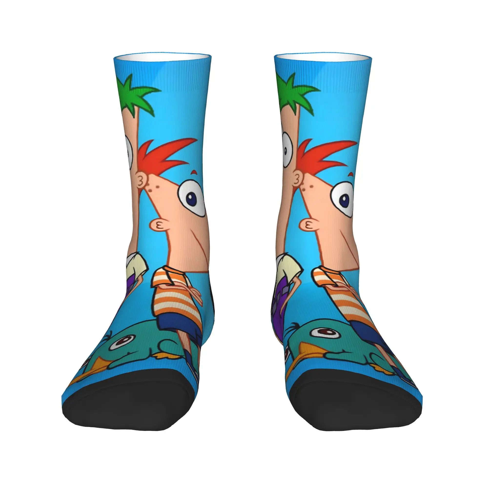 Perry the Platypus Socks Phineas and Ferbs Anti Bacterial Stockings Men High Quality Sports Socks Spring Retro Graphic Socks