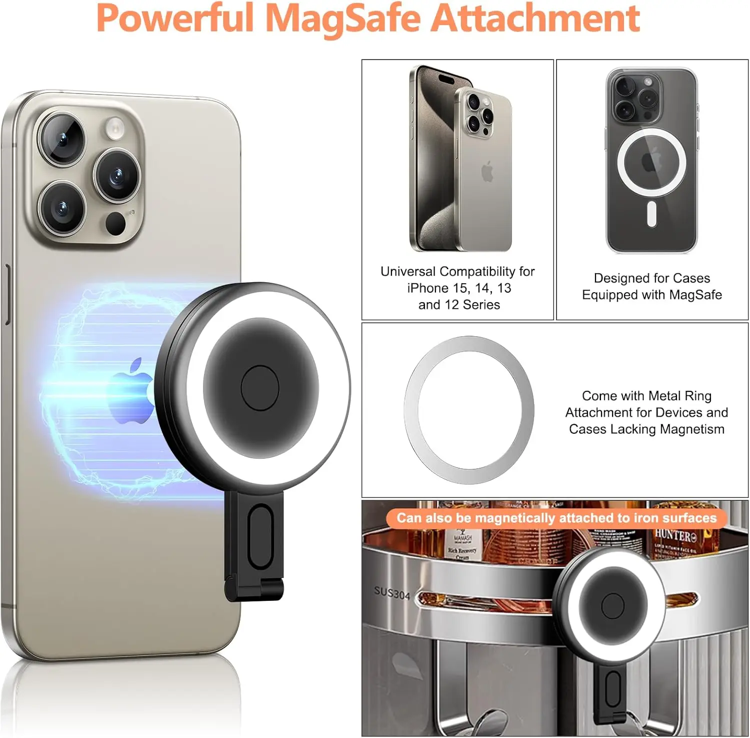 DARHYN Magsafe Lampu Isi Ulang Magnetik LED Lampu Saku Mini Portabel Lampu Selfie Lampu Isi Ulang Cincin Ponsel Video Foto Langsung