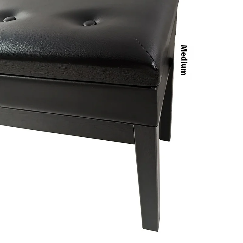 Single‑Lifting Solid Wood Piano Stool With Book Storage Straight Leg PU Leather Cushion For Electronic Keyboard Kids