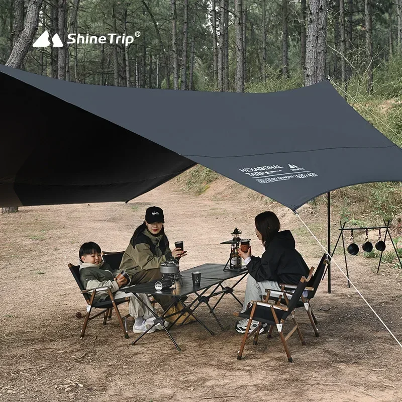 Imagem -03 - Impermeável Hexagonal Black Coating Tarp Toldo ao ar Livre Sliver Coating Anti-ultraviolet Sun Shelter Camping Sunshade Canopy