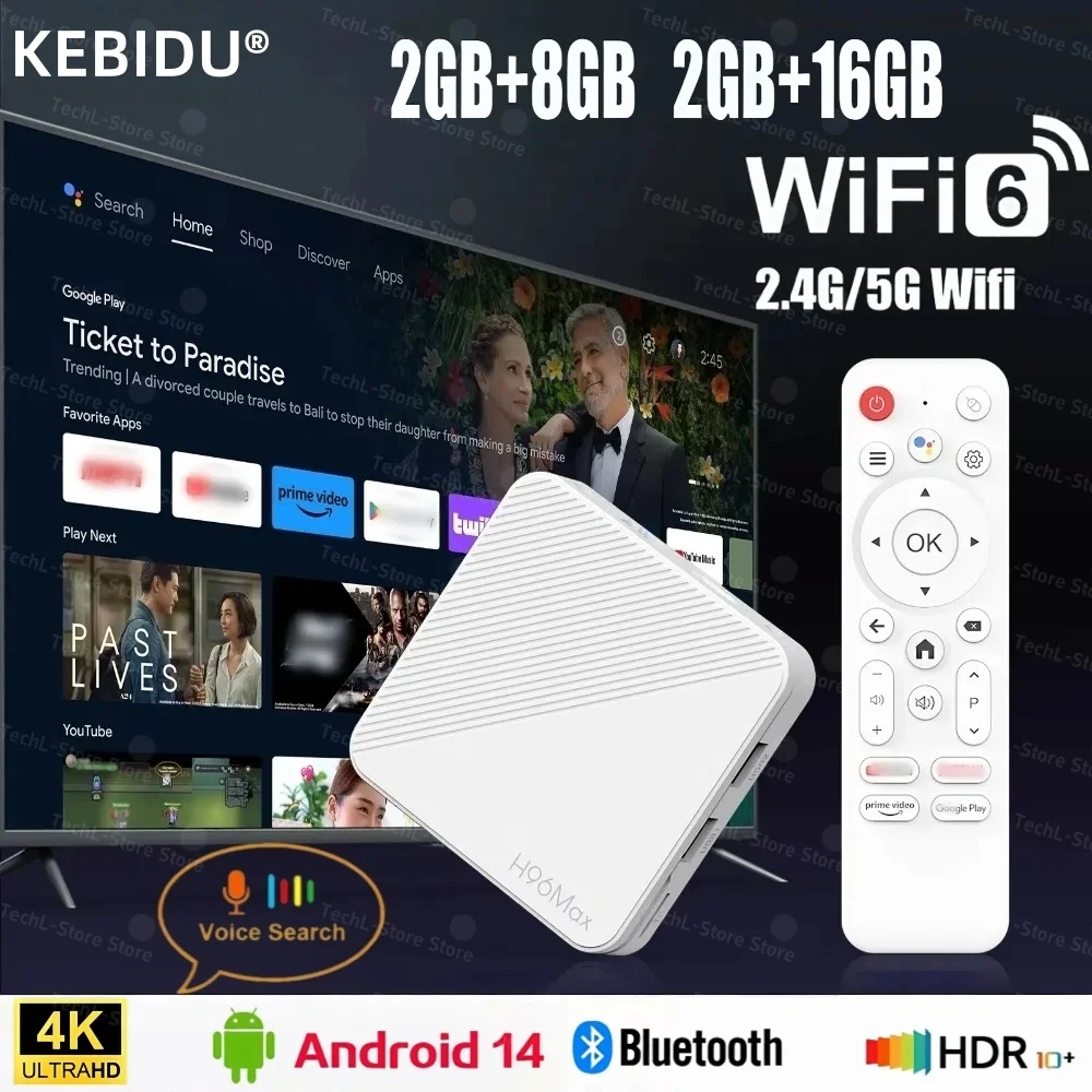 4K 2GB 안드로이드 14 스마트 TV 박스 8GB/16GB TV 스틱 HDR10+ 탑 박스 2.4GHz+5GHz WiFi 블루투스 쿼드 코어 스마트 홈 HD 미디어 플레이어
