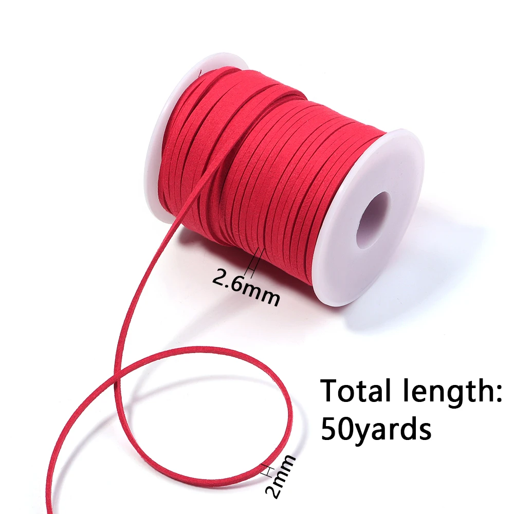

50 ярдов 2,6 мм плоский плетеный шнур из искусственной замши, бархатная кожаная веревка, нить ручной работы для украшения дома, принадлежности для самостоятельного изготовления