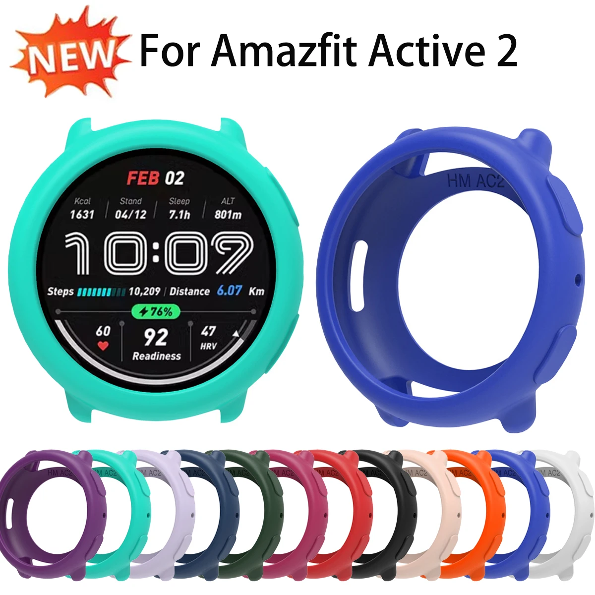 Silikon-Schutzhülle für Huami Amazfit Active 2, Anti-Drop-Stoßfänger, weiche Hülle für Amazfit Active 2, leichter Stoßfänger mit Hohlrahmen