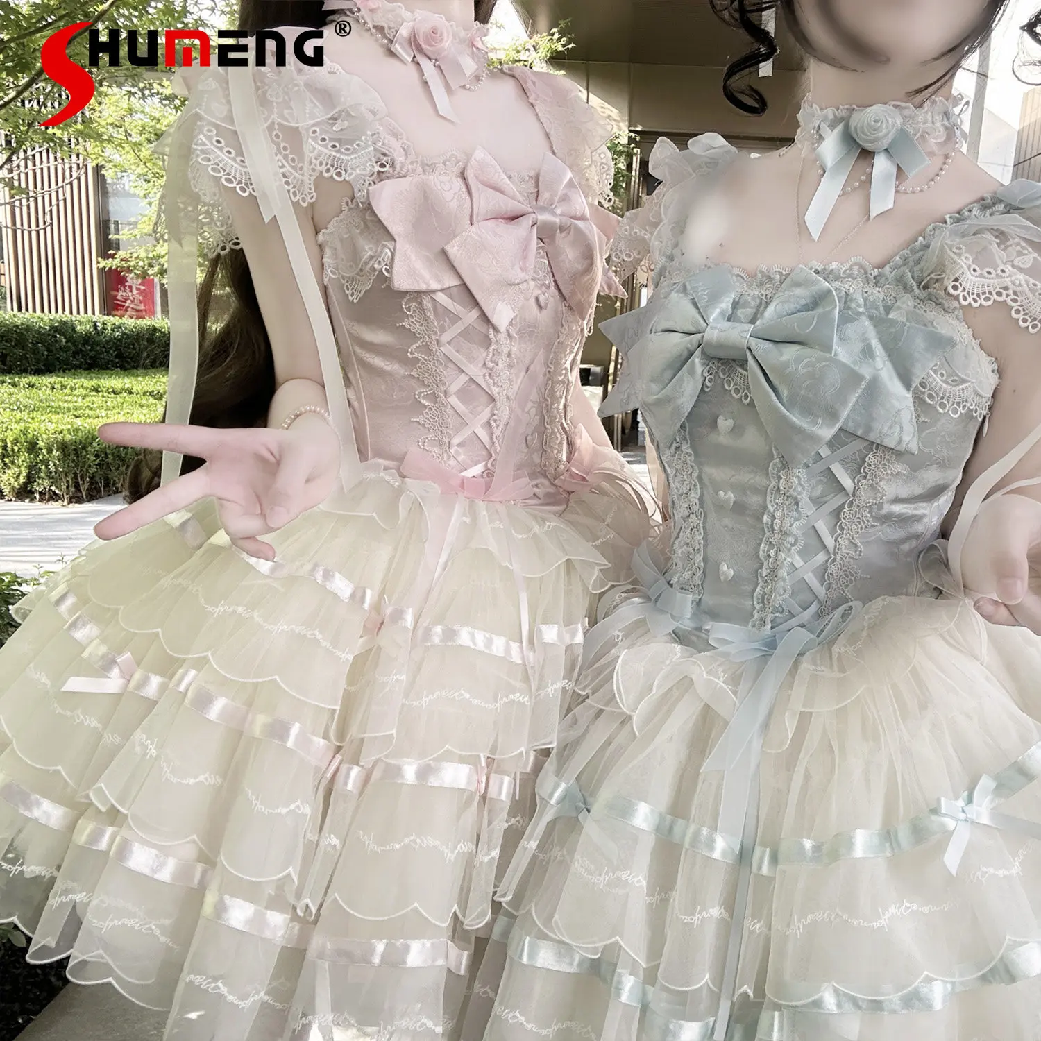 

Lolita Dress for Women Summer New Cute Girls Sweet Elegant Lace Big Bow Fluffy Dresses JSK Princess Dress Vestidos De Fiesta