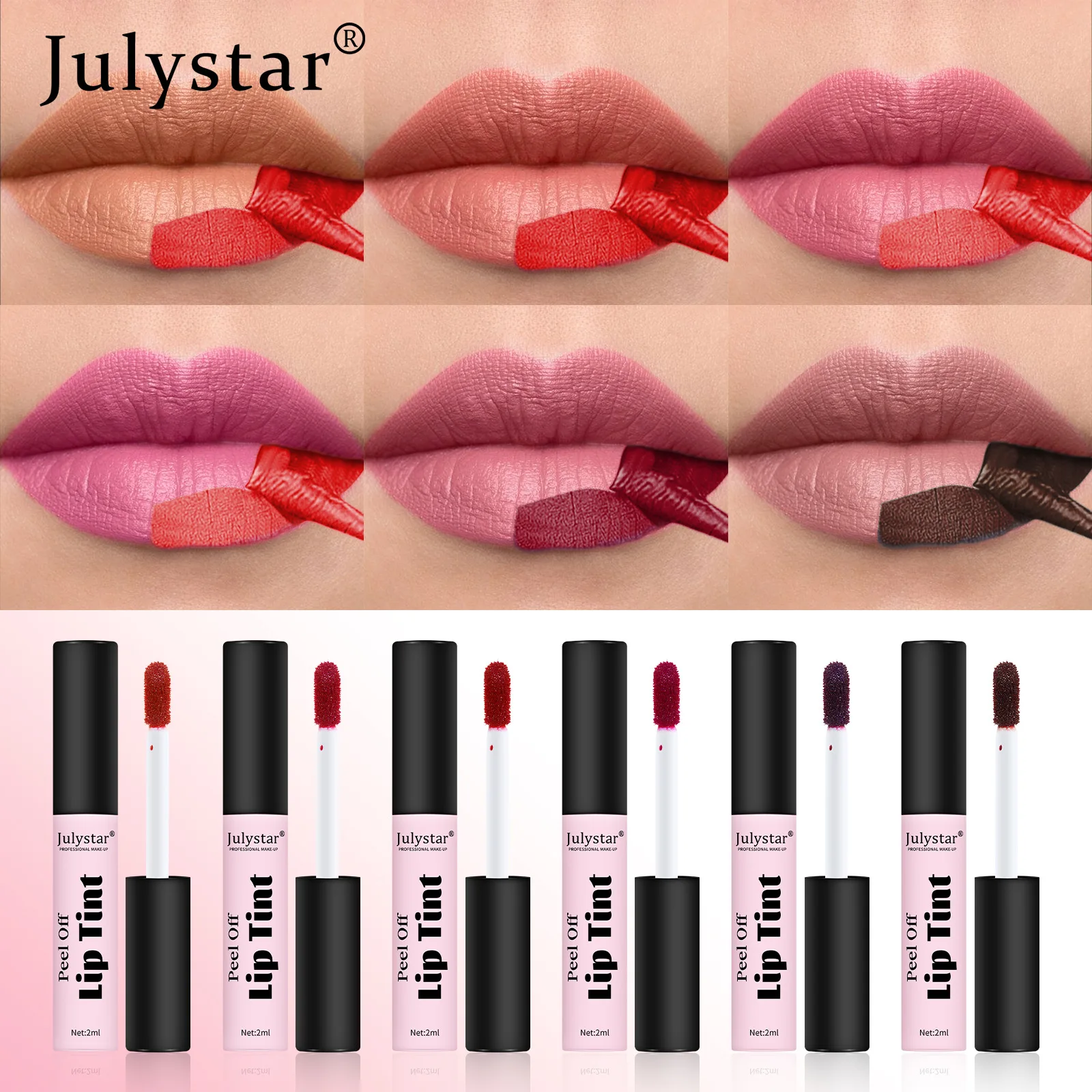 Hot matte tear off lipstick, waterproof, moisturizing, natural and long-lasting, easy to apply, clear and non stick to cup lips