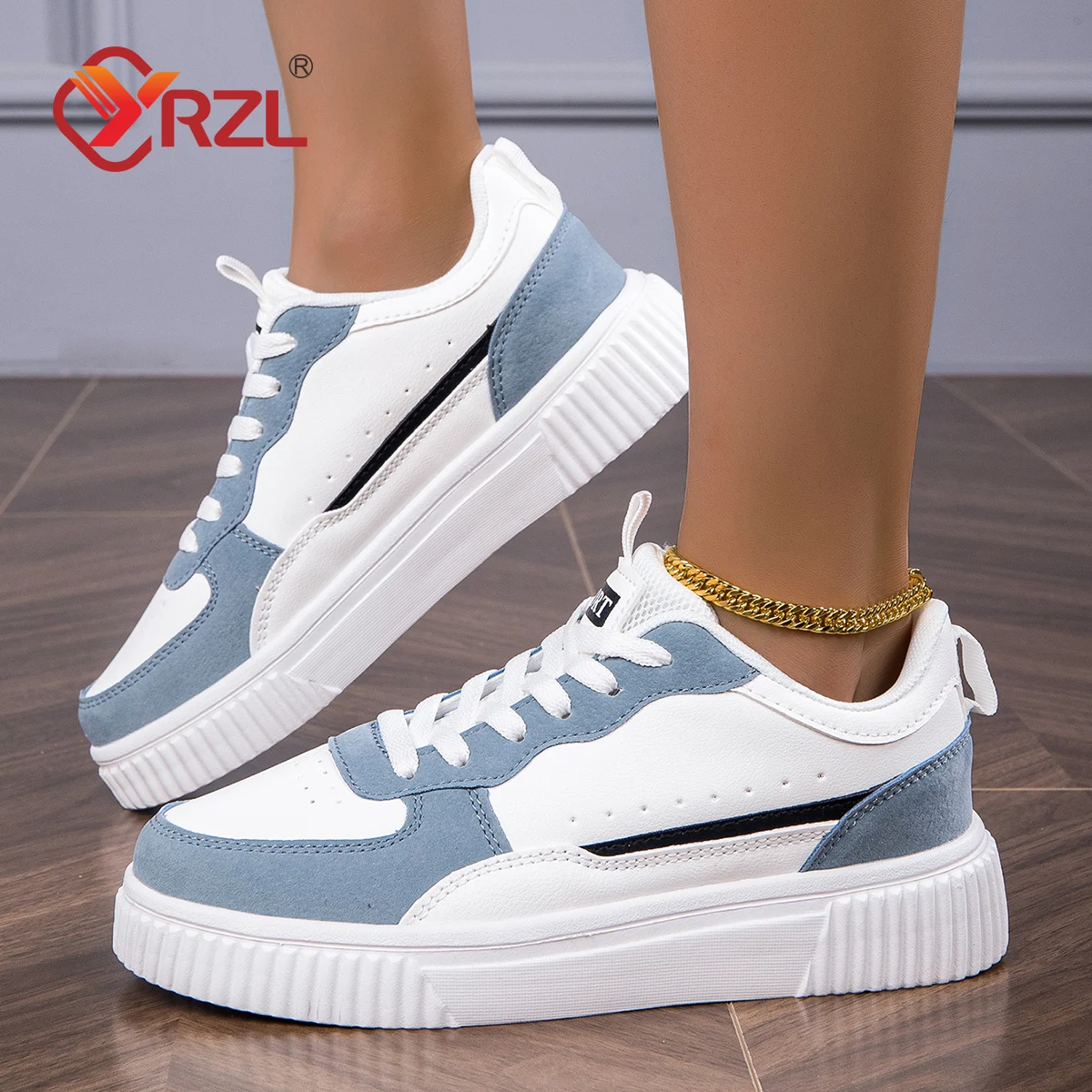 YRZL Damen-Turnschuhe, Herbst, weiße Schuhe, leicht, dicke Sohle, rutschfest, Skateboard-Schuhe, Unisex, lässige Sportschuhe für Herren