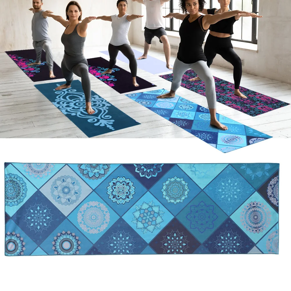 Double Printed Yoga Mat Towel - Absorbent, Non-Slip, Quick Drying Microfiber Towel with Skidless Technology for Hot Yoga
