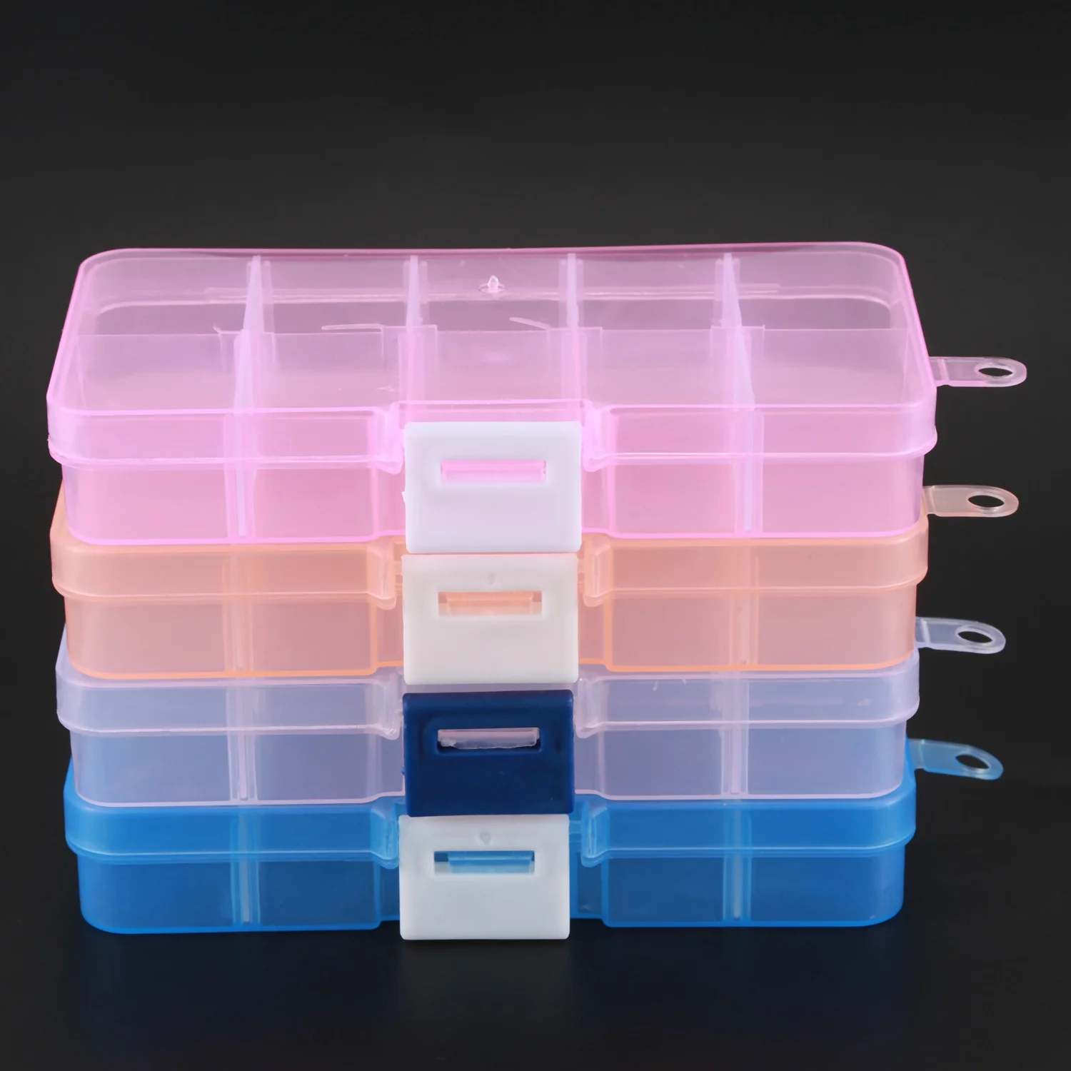 Pack of 4Pcs Plastic Jewelry Box Organizer Storage Container with Adjustable Dividers 15 Grids