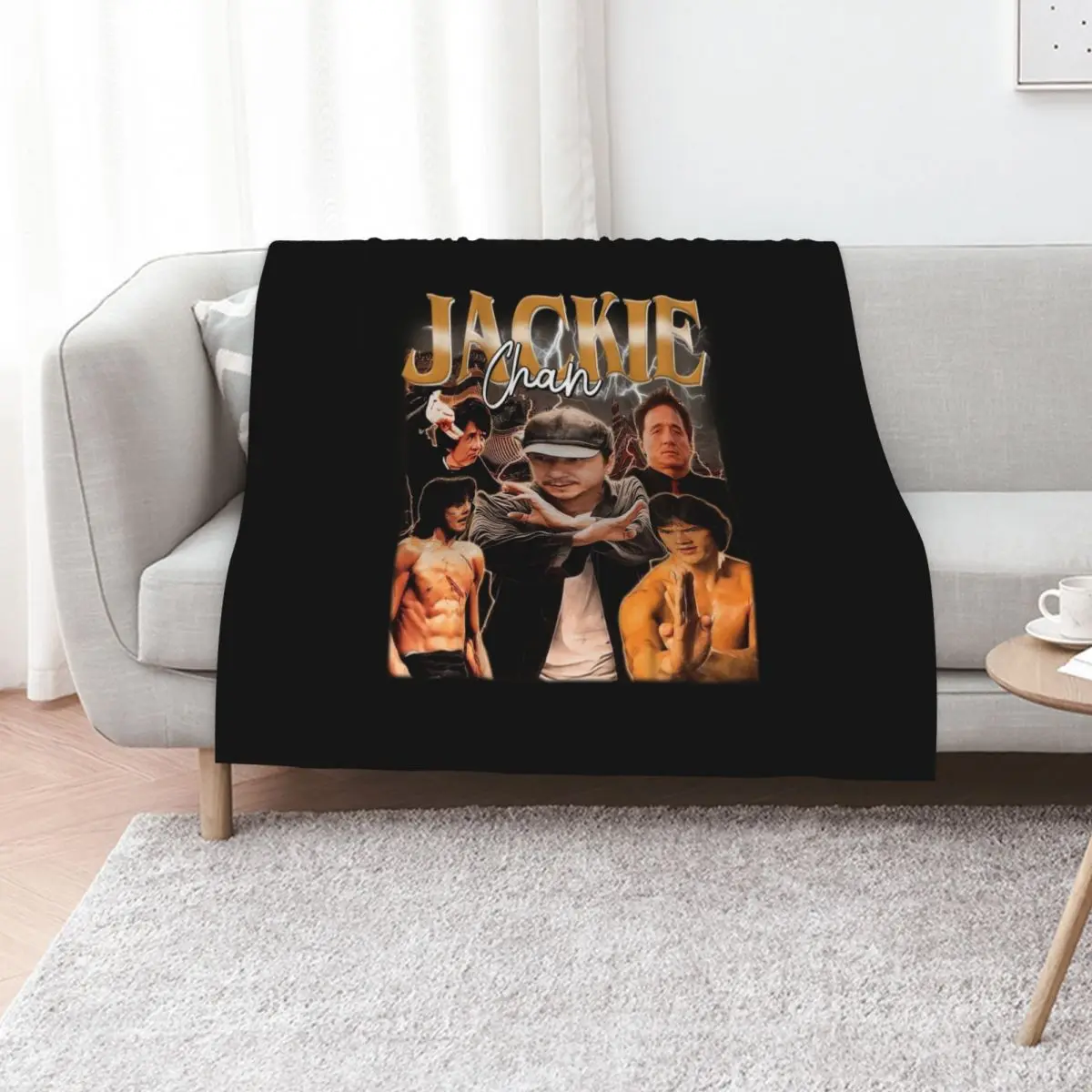Jackie Kungfu Martial Arts Throw Blanket Warm Plush Fuzzy Blanket for Living Room