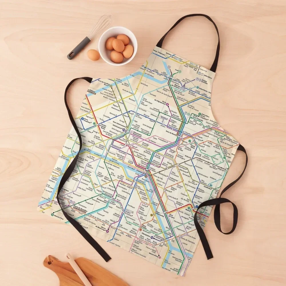 Paris City Metro Map, France Apron Christmas gift cooks clothes Apron