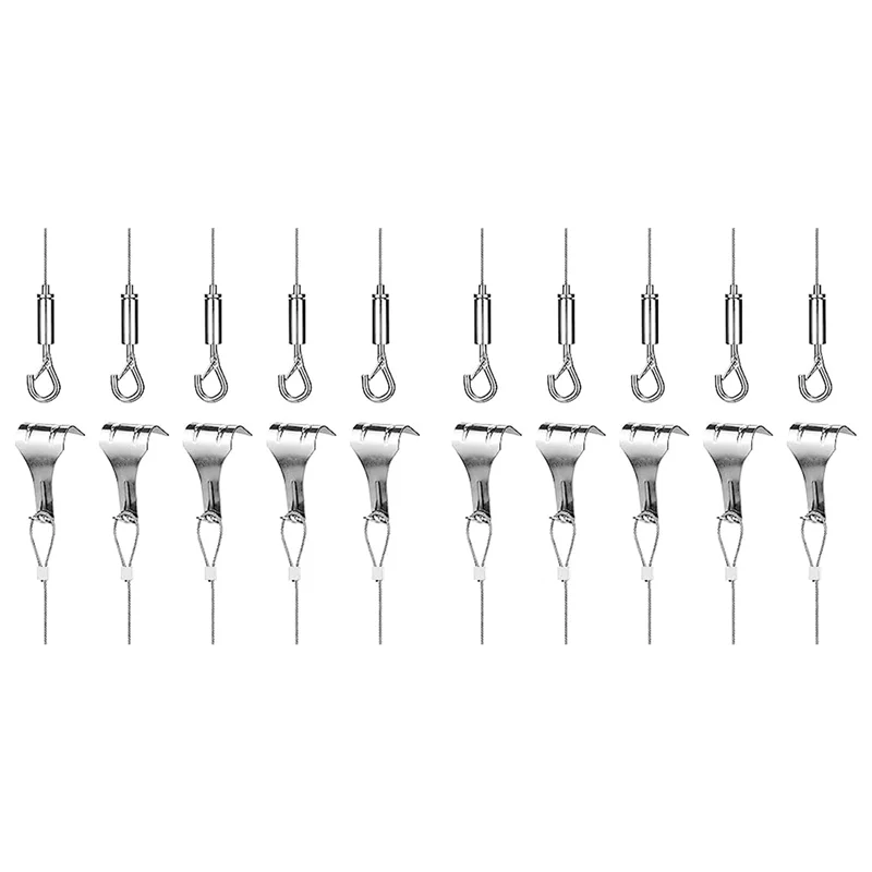 

ABSE-10Pcs Picture Hanging Wire Kit, 2M X Φ1.5Mm Stainless Steel With Wire Adjustable Hook And Rail Moulding Hook A