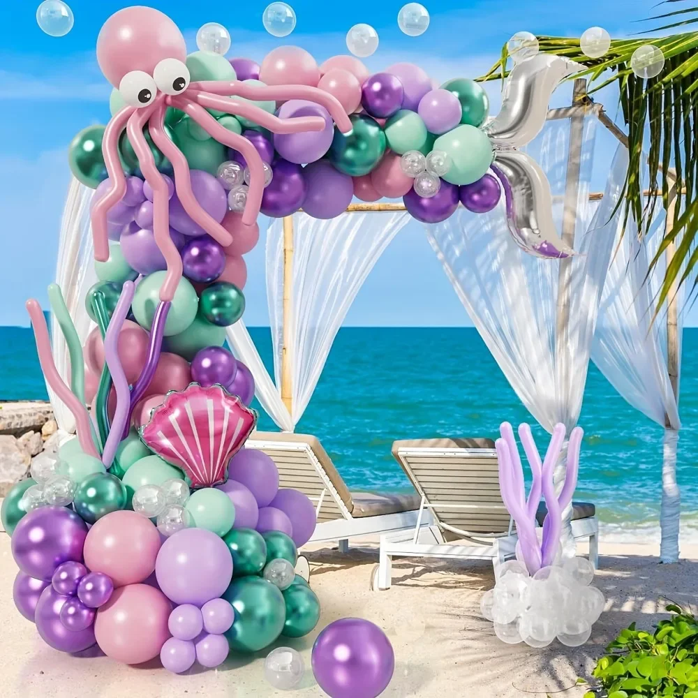 

159PCS Mermaid Balloon Arch Set Ocean Theme Birthday Party Summer Balloon Decoration Hawaiian Party Decoration Supplies