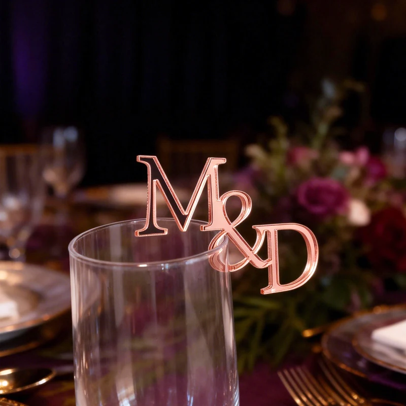 Acrylic Drink Tags, Custom Drink Tags Initial Drink Topper Personalized Champagne Drink Charm for Wedding Drink Tags