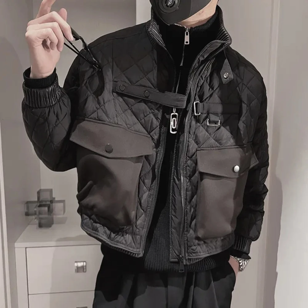 

Mens Spring Imitation Silk Cotton Jacket Short Patchwork Warm Casual Jacket Fashion Cargo Versatile Tops Men'S Clothing 2026 New