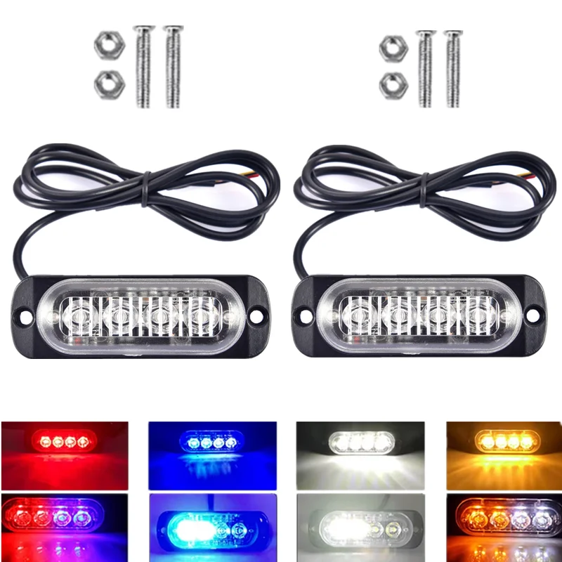 

2PCS Strobe LED Warning Light Grille Flashing Car Lightbar Truck Turn Signal Emergency Light 12V-24V Auto Beacon Lamp