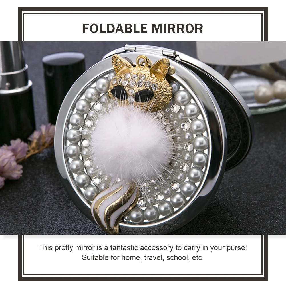 접이식 휴대용 양면 화장 거울 여우 모양의 소형 경량 확대 거울 여행 여성 액세서리