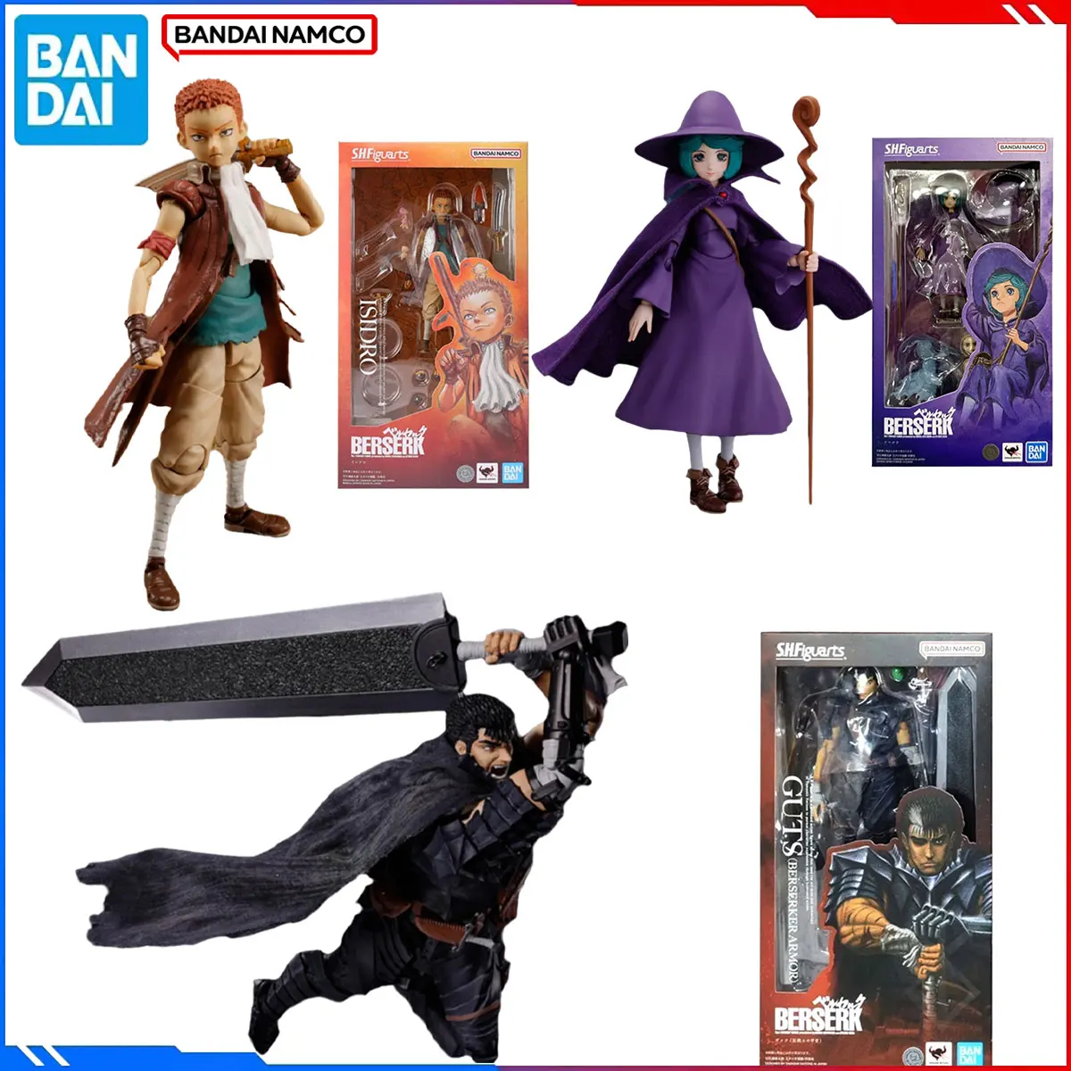 

Genuine Bandai Original Berserk Anime Figure Model Kit SHF Figure Guts Berserker Armor Isidro Isidro Action Collection Model Toy