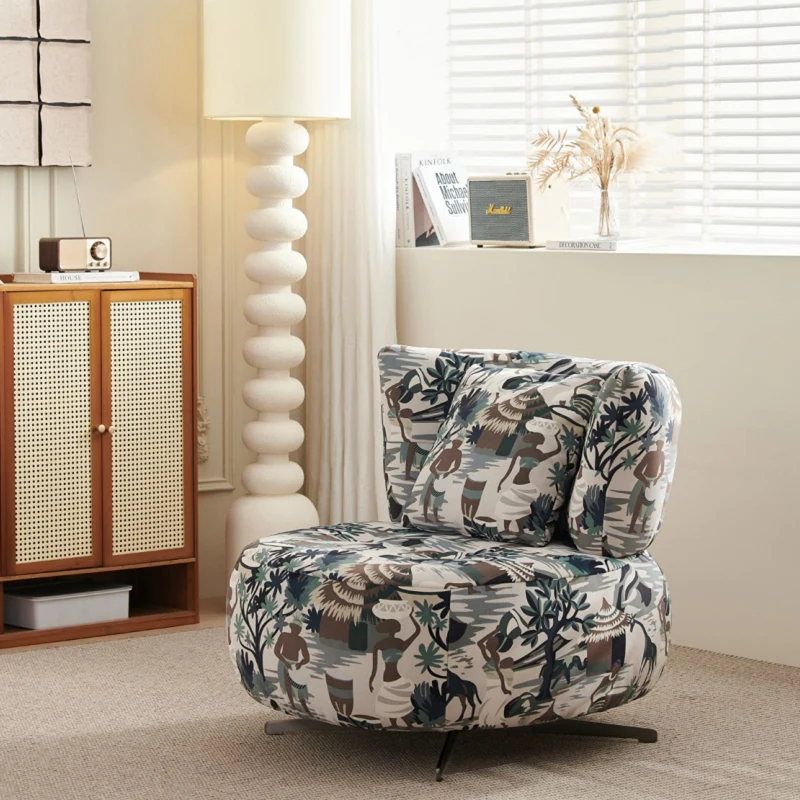 #Modern Luxury Italian Leisure Sofa Chair For Home Office Bedroom Hotel Fabric Rotating For Living Room Furniture
