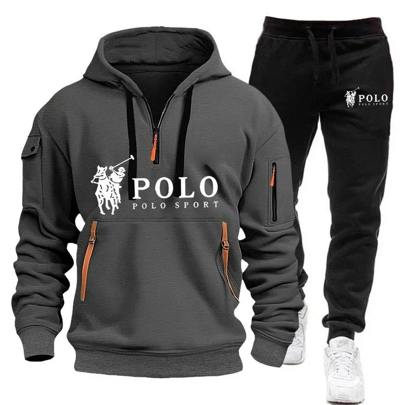 Conjunto Casual para Hombre Otoño e Invierno 2026, Conjunto de 2 Piezas de Sudadera con Capucha y Pantalones para Hombre, Moderno, para Senderismo al Aire Libre, Cortavientos y Cálido
