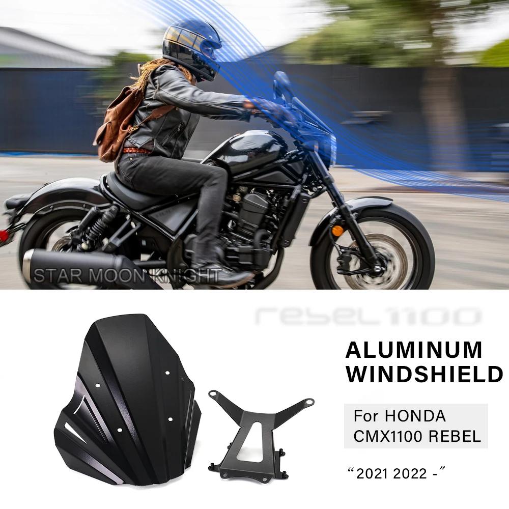 Motorcycle Windshield For HONDA CMX 1100 CMX1100 REBEL 2021 2022- Accessories Windscreen Fairing Aluminum Wind Shield Deflector