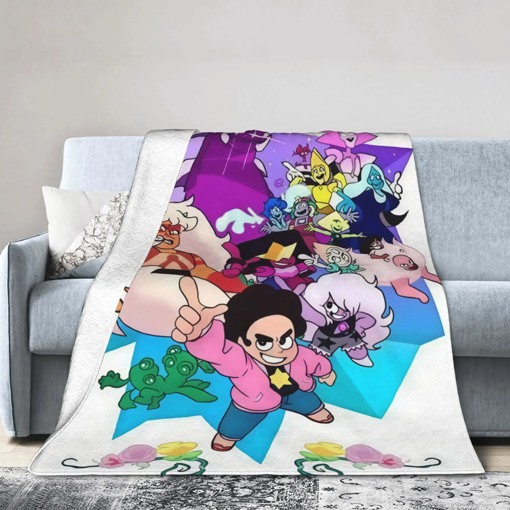 Custom Steven Universe Blanket Warm Fleece Soft Flannel Children Gift Cartoon Throw Blankets for Bed Sofa Home Spring Autumn