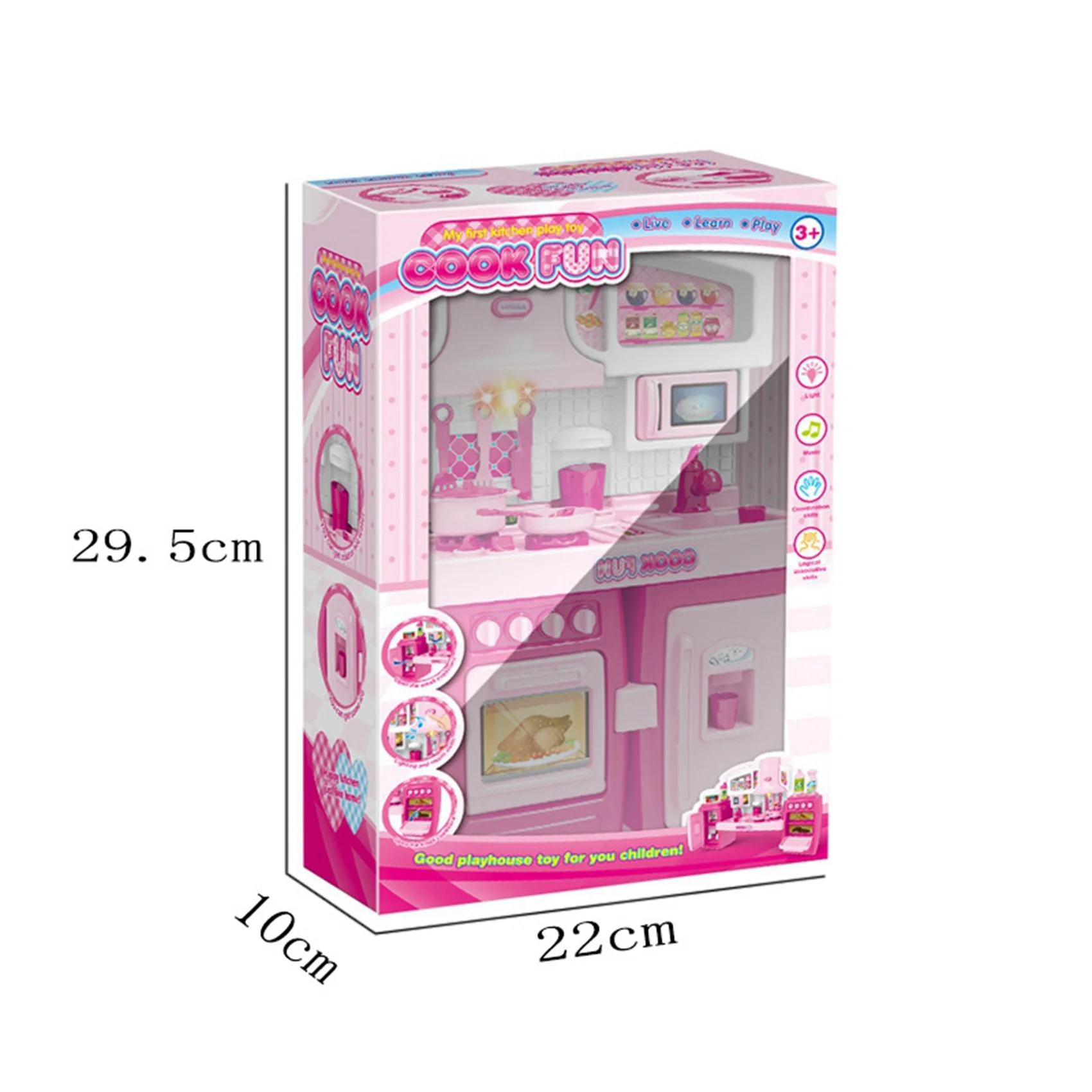 B49B-24X Cooking  Set Music Pretend Accessories Kitchen  Set Kitchen Game Play Cooking Utensils Set For Kids - Pink