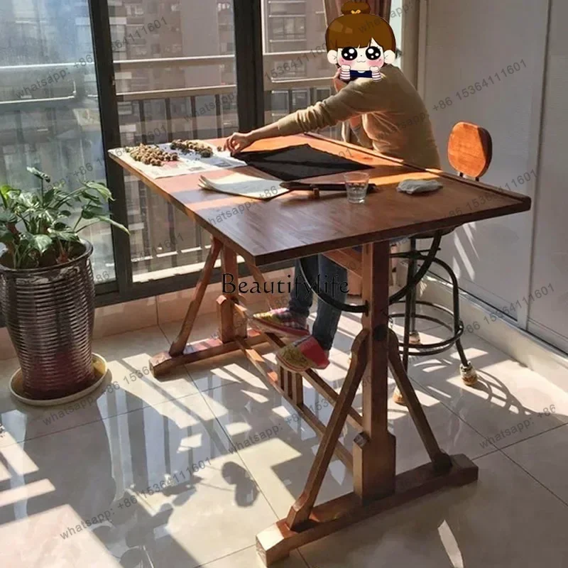 yj58 American-Style Solid Wood Hand-Painted Easel Painting Table Design Workbench Simple Bevel Desk