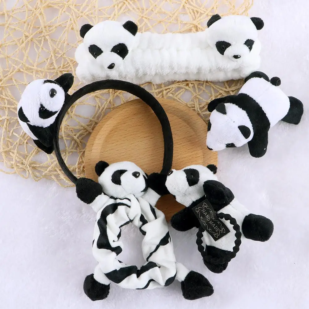 Wash Face Hair Band 3D Animal Head Doll Cartoon Design Korean Style Hair Wear Women Hair Accessories Panda Scrunchies Plush